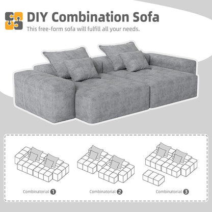 Canapé modulaire 4 places en chenille, capitonné et scintillant, base antidérapante, 113,39 $