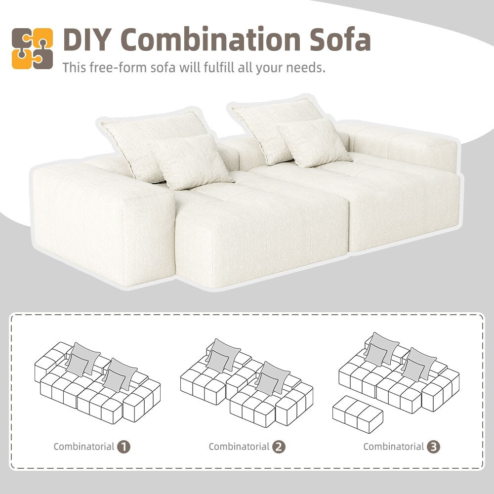 Canapé modulaire 4 places en chenille, capitonné et scintillant, base antidérapante, 113,39 $