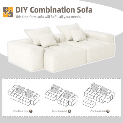 Canapé modulaire 4 places en chenille, capitonné et scintillant, base antidérapante, 113,39 $