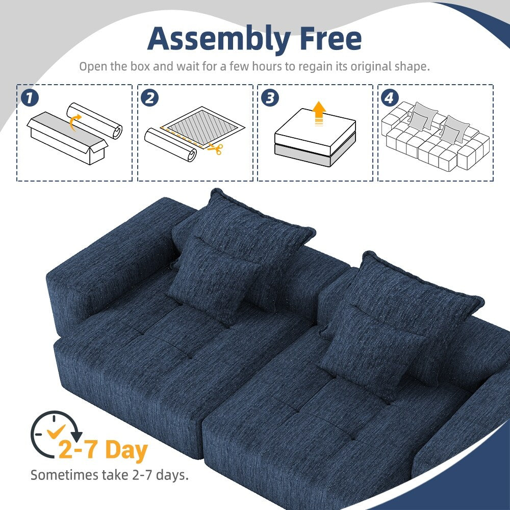Canapé modulaire 4 places en chenille, capitonné et scintillant, base antidérapante, 113,39 $