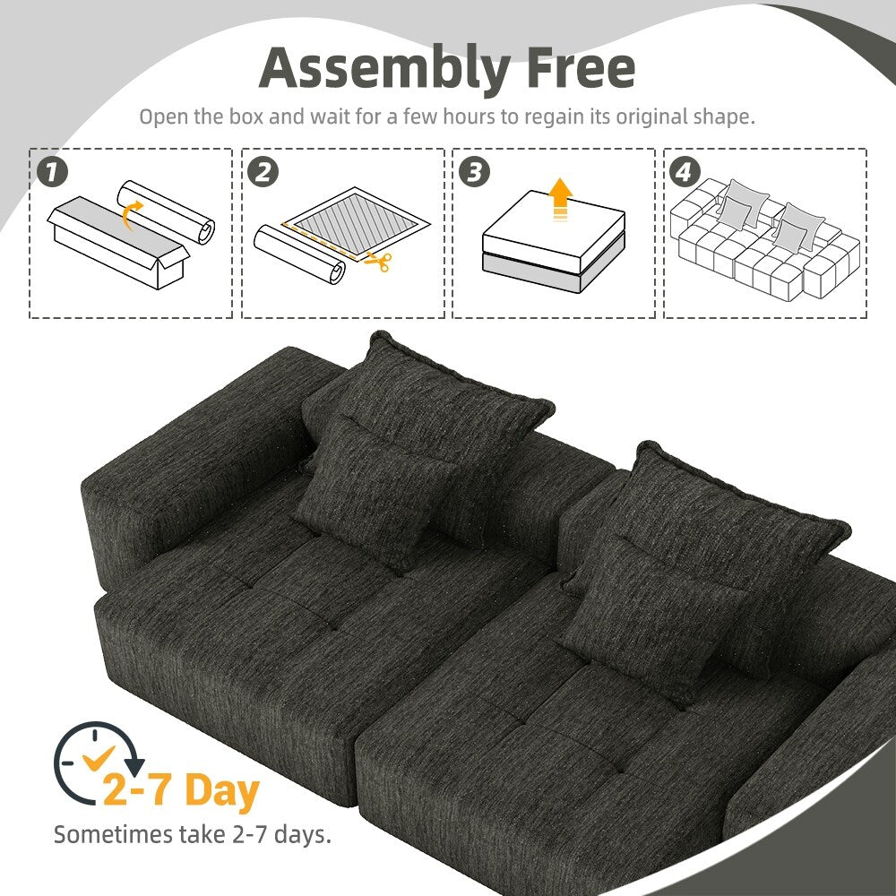 Canapé modulaire 4 places en chenille, capitonné et scintillant, base antidérapante, 113,39 $