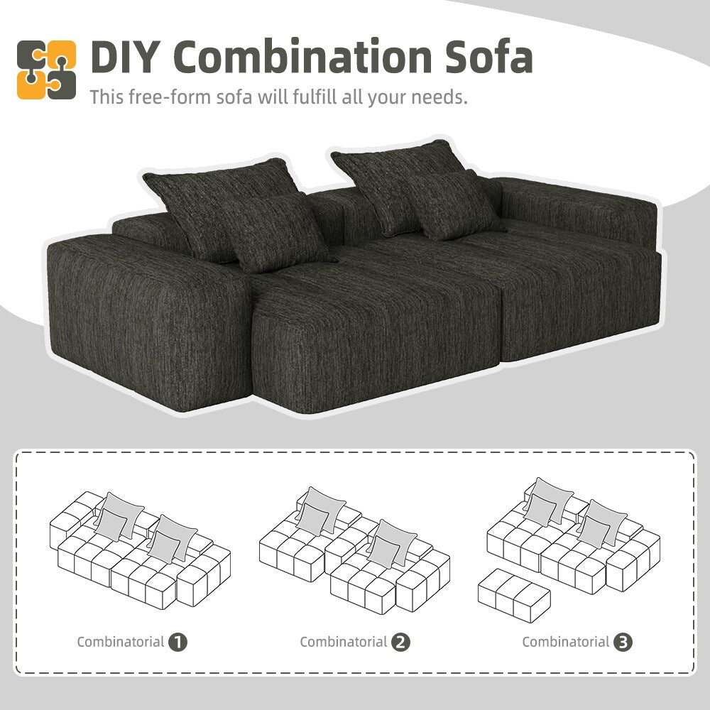 Canapé modulaire 4 places en chenille, capitonné et scintillant, base antidérapante, 113,39 $