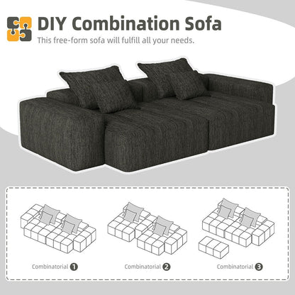 Canapé modulaire 4 places en chenille, capitonné et scintillant, base antidérapante, 113,39 $