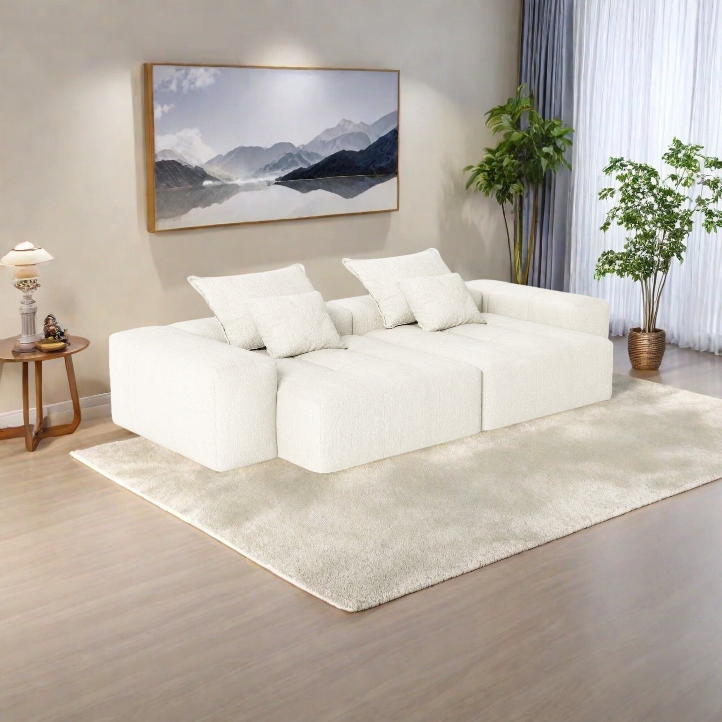 Canapé modulaire 4 places en chenille, capitonné et scintillant, base antidérapante, 113,39 $