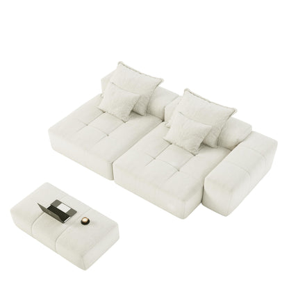 Canapé modulaire 4 places en chenille, capitonné et scintillant, base antidérapante, 113,39 $