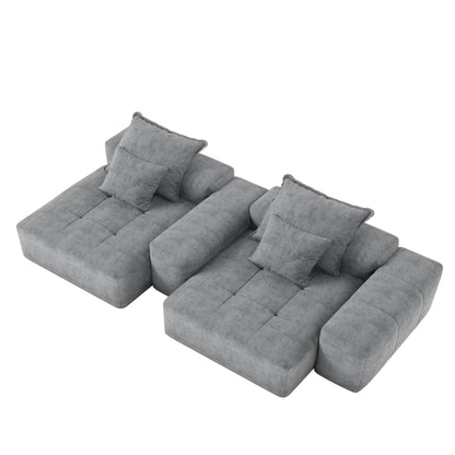 Canapé modulaire 4 places en chenille, capitonné et scintillant, base antidérapante, 113,39 $