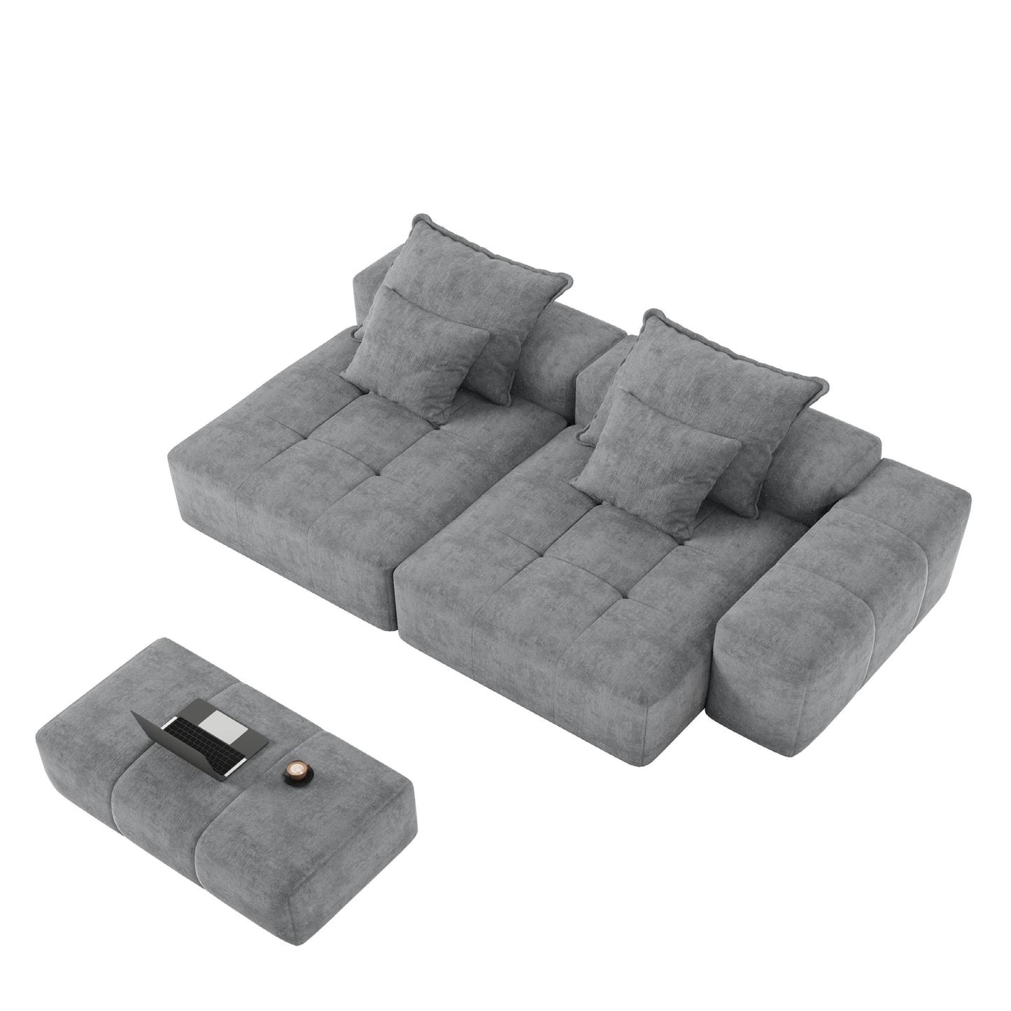 Canapé modulaire 4 places en chenille, capitonné et scintillant, base antidérapante, 113,39 $
