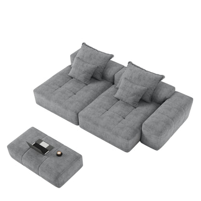 Canapé modulaire 4 places en chenille, capitonné et scintillant, base antidérapante, 113,39 $