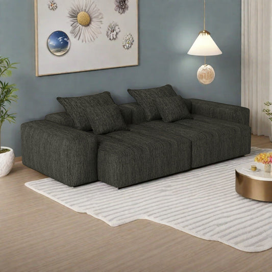 Canapé modulaire 4 places en chenille, capitonné et scintillant, base antidérapante, 113,39 $