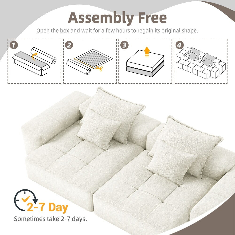 Canapé modulaire 4 places en chenille, capitonné et scintillant, base antidérapante, 113,39 $