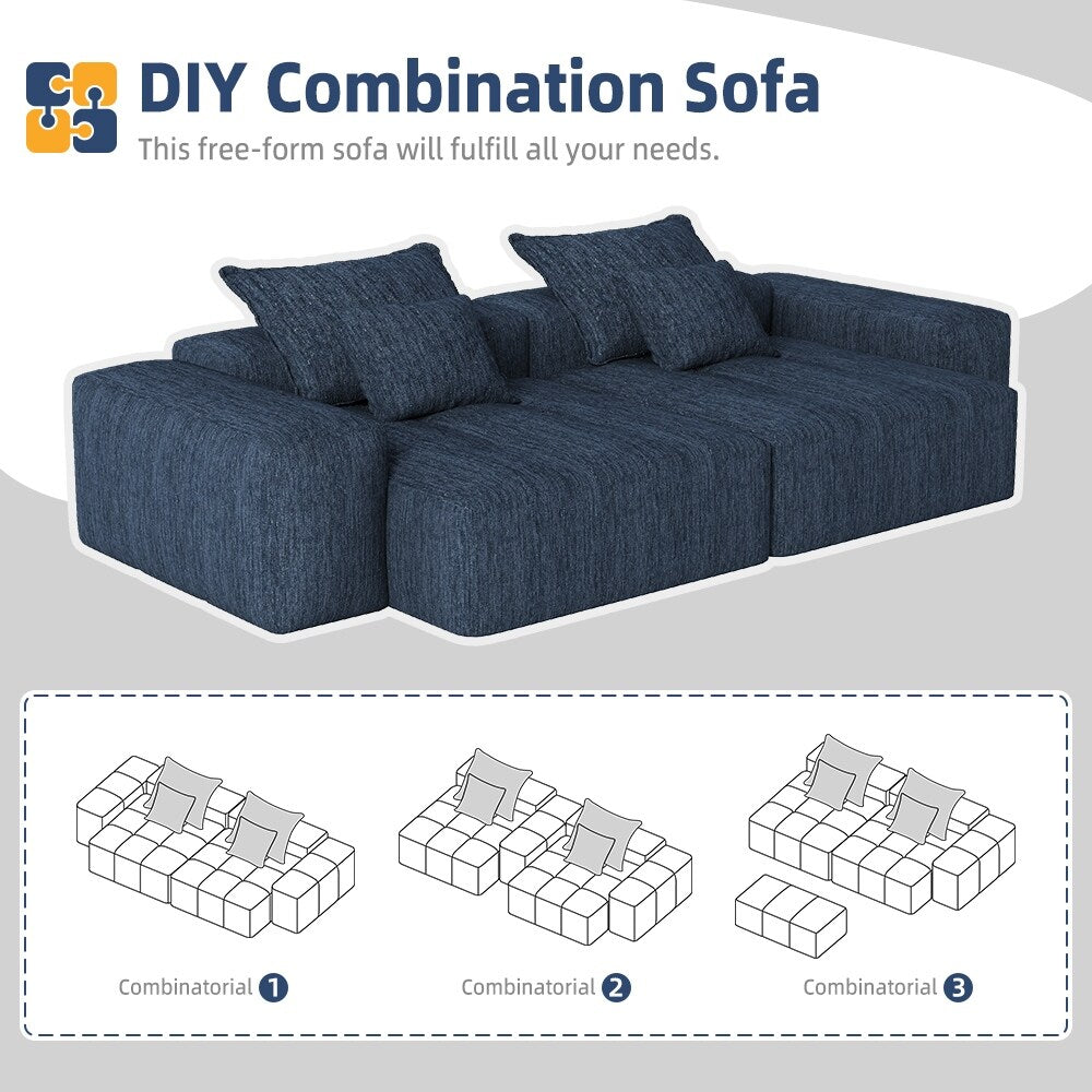 Canapé modulaire 4 places en chenille, capitonné et scintillant, base antidérapante, 113,39 $
