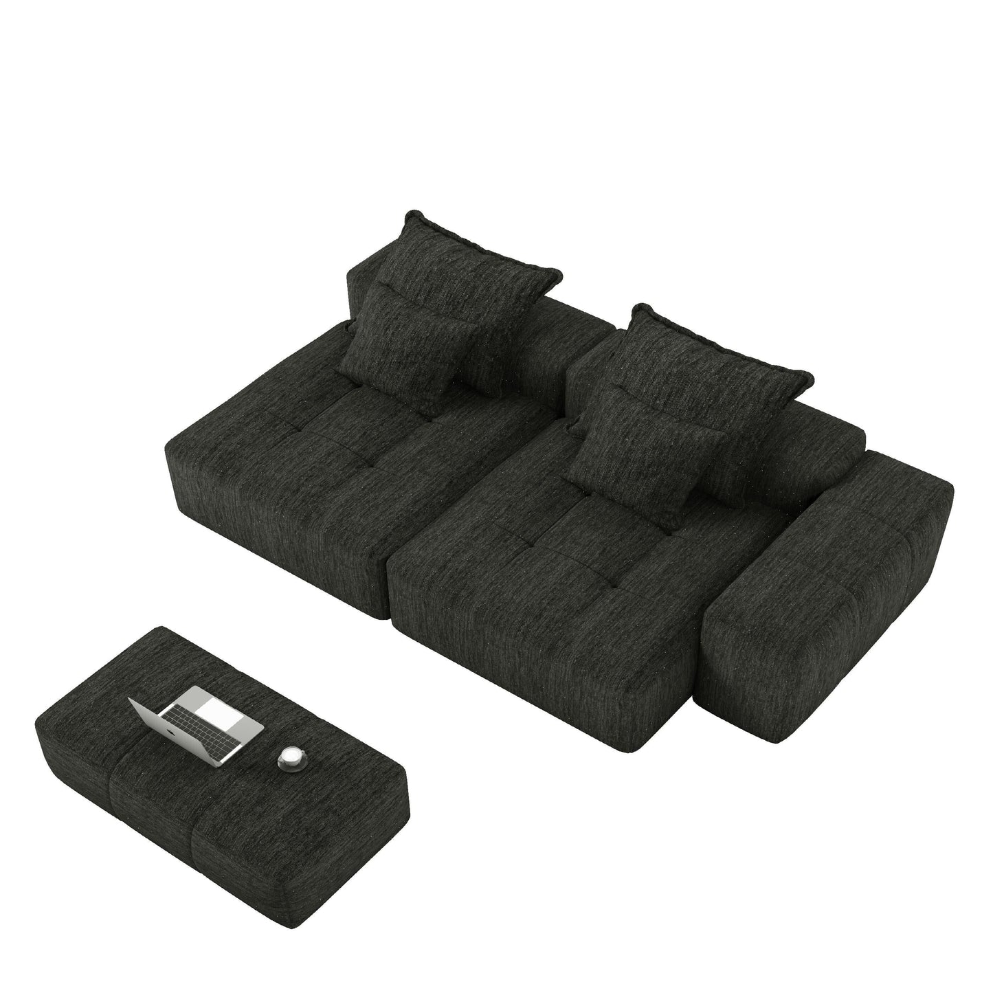 Canapé modulaire 4 places en chenille, capitonné et scintillant, base antidérapante, 113,39 $