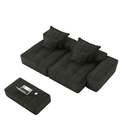 Canapé modulaire 4 places en chenille, capitonné et scintillant, base antidérapante, 113,39 $