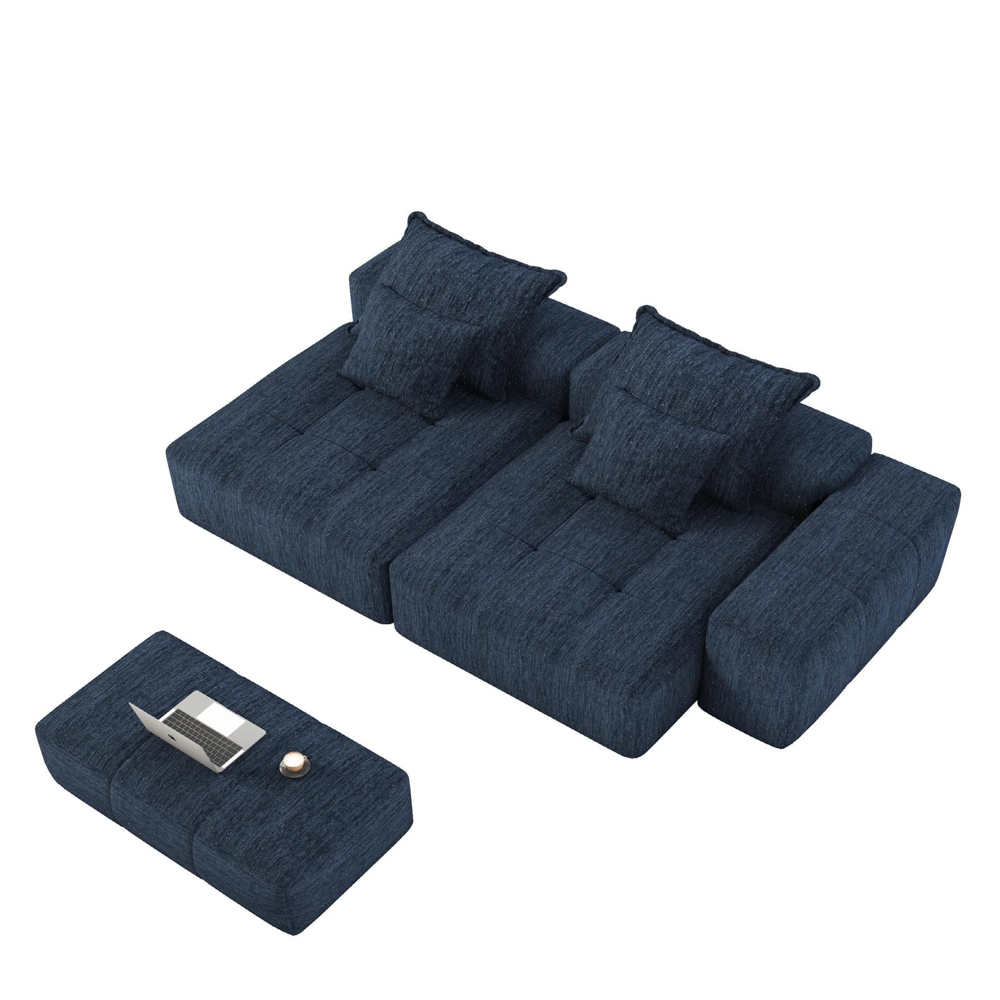 Canapé modulaire 4 places en chenille, capitonné et scintillant, base antidérapante, 113,39 $