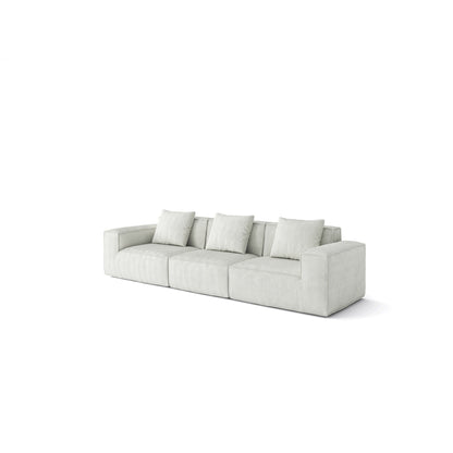 Canapé-lit convertible modulaire 3 places de 118 pouces en velours côtelé blanc