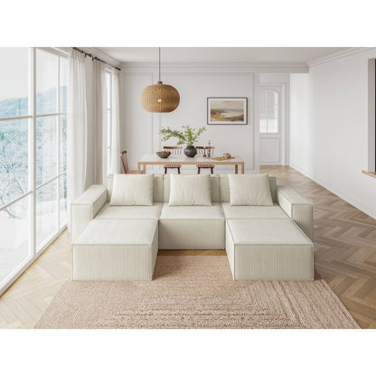 Canapé-lit convertible modulaire 3 places de 118 pouces avec repose-pieds en velours blanc nuage