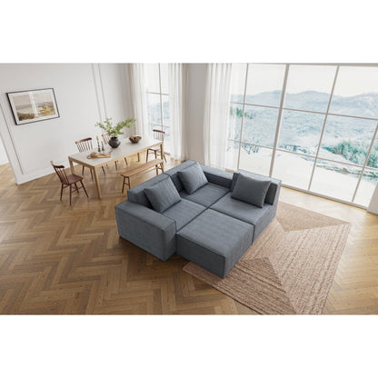 Canapé-lit modulaire convertible 3 places de 118 pouces avec repose-pieds en velours côtelé gris