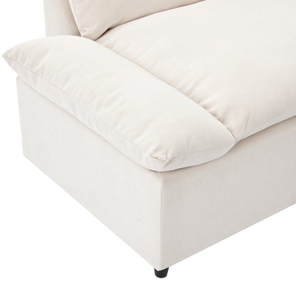 Grand canapé 3 places en polyester de 119,5 pouces avec 2 unités de rangement et pieds en bois d'hévéa pour le salon
