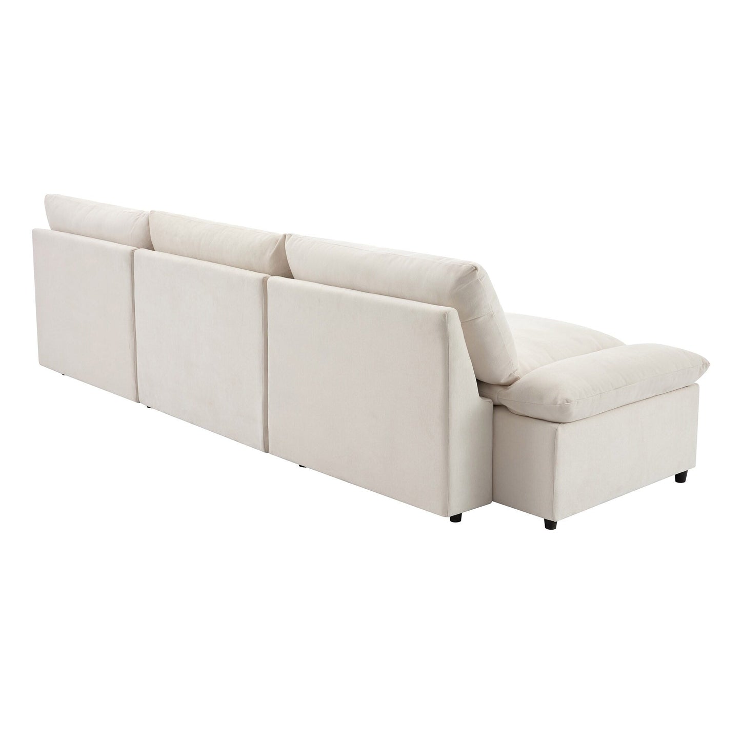 Grand canapé 3 places en polyester de 119,5 pouces avec 2 unités de rangement et pieds en bois d'hévéa pour le salon