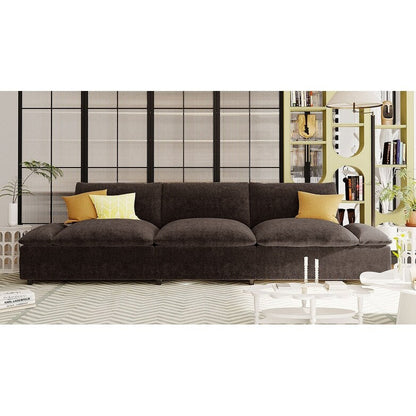Grand canapé 3 places en polyester de 119,5 pouces avec 2 unités de rangement et pieds en bois d'hévéa pour le salon