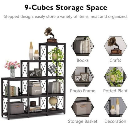 Bibliothèque échelle 12 étagères, bibliothèque d'angle industrielle