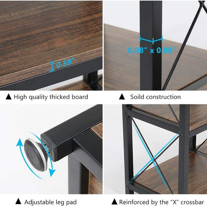 Bibliothèque échelle 12 étagères, bibliothèque d'angle industrielle
