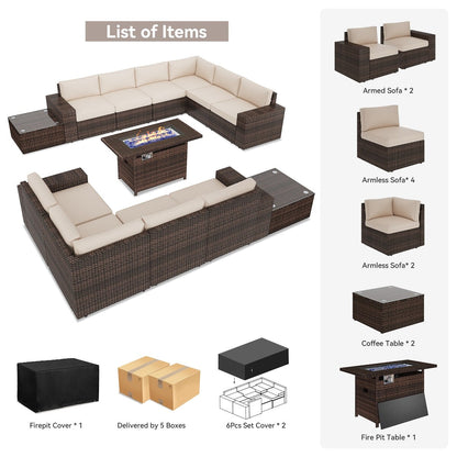 Ensemble de meubles de patio 13 pièces avec table de foyer 44