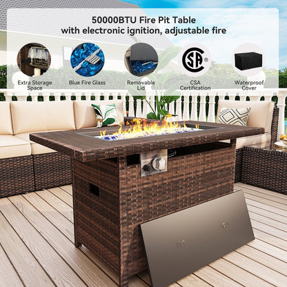 Ensemble de meubles de patio 13 pièces avec table de foyer 44