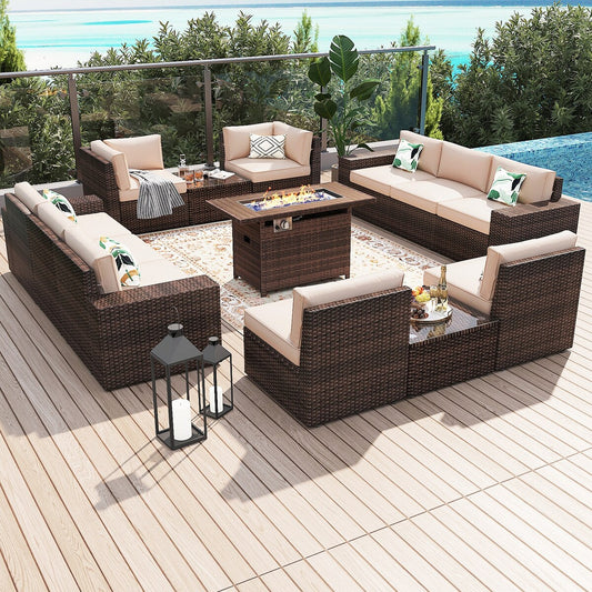 Ensemble de meubles de patio 13 pièces avec table de foyer 44