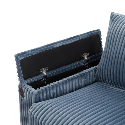 Canapé 4 places en velours côtelé 133 avec ports USB, porte-gobelets rabattables et rangement dissimulé