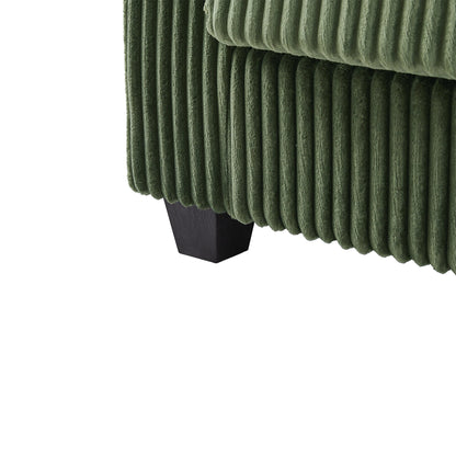 Canapé 4 places en velours côtelé 133 avec ports USB, porte-gobelets rabattables et rangement dissimulé