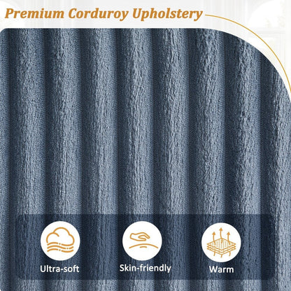 Canapé 4 places moderne en velours côtelé avec ports USB et porte-gobelets rabattables