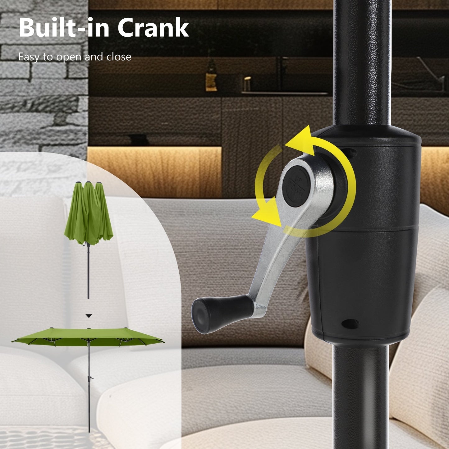 Parasol de patio double face MAISON ARTS extra large de 13 pieds avec manivelle