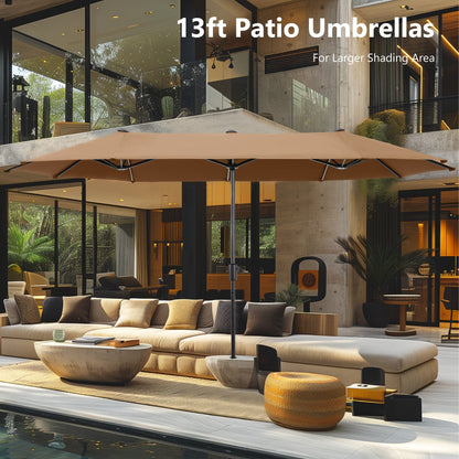 Parasol de patio double face MAISON ARTS extra large de 13 pieds avec manivelle