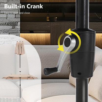 Parasol de patio double face MAISON ARTS extra large de 13 pieds avec manivelle