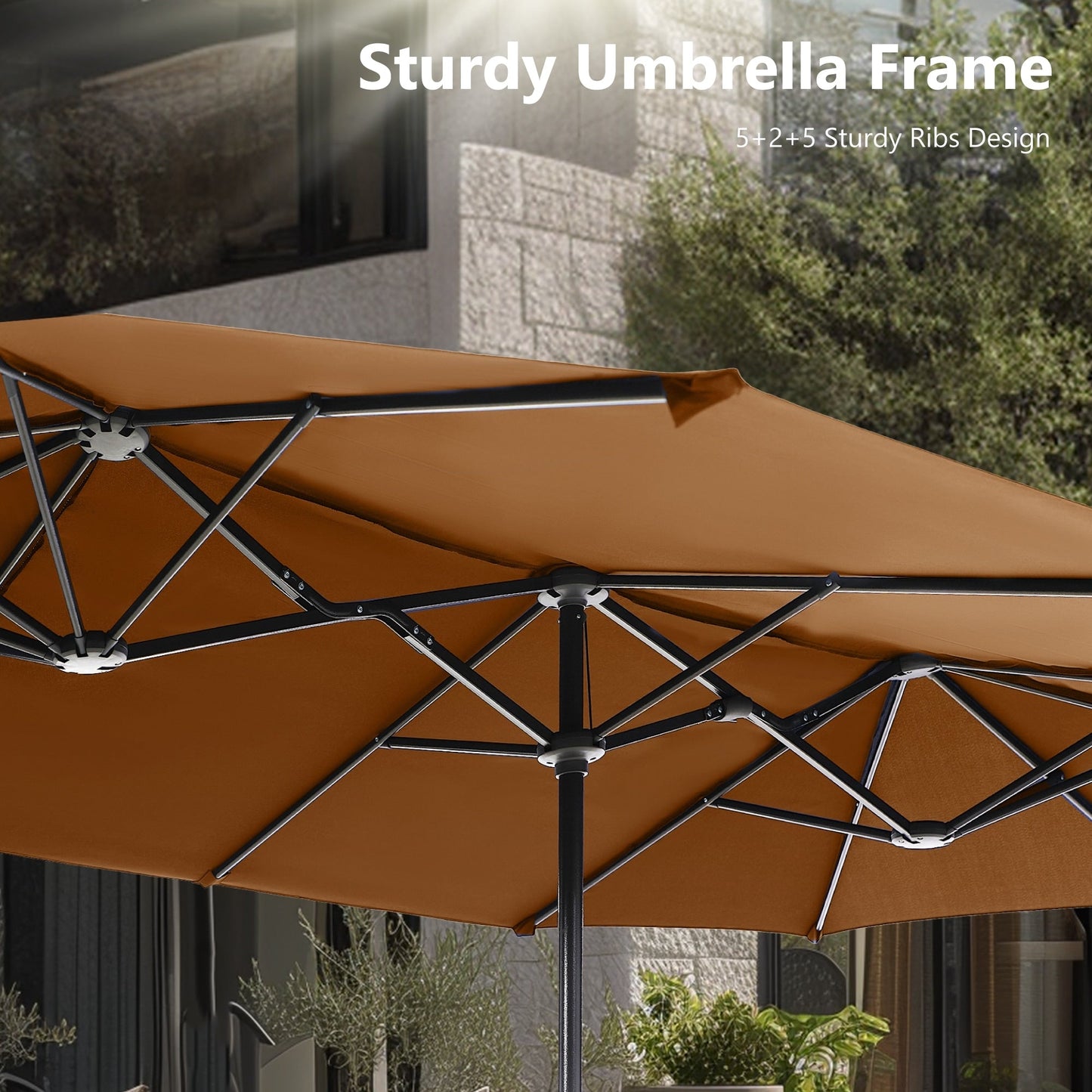 Parasol de patio double face MAISON ARTS extra large de 13 pieds avec manivelle