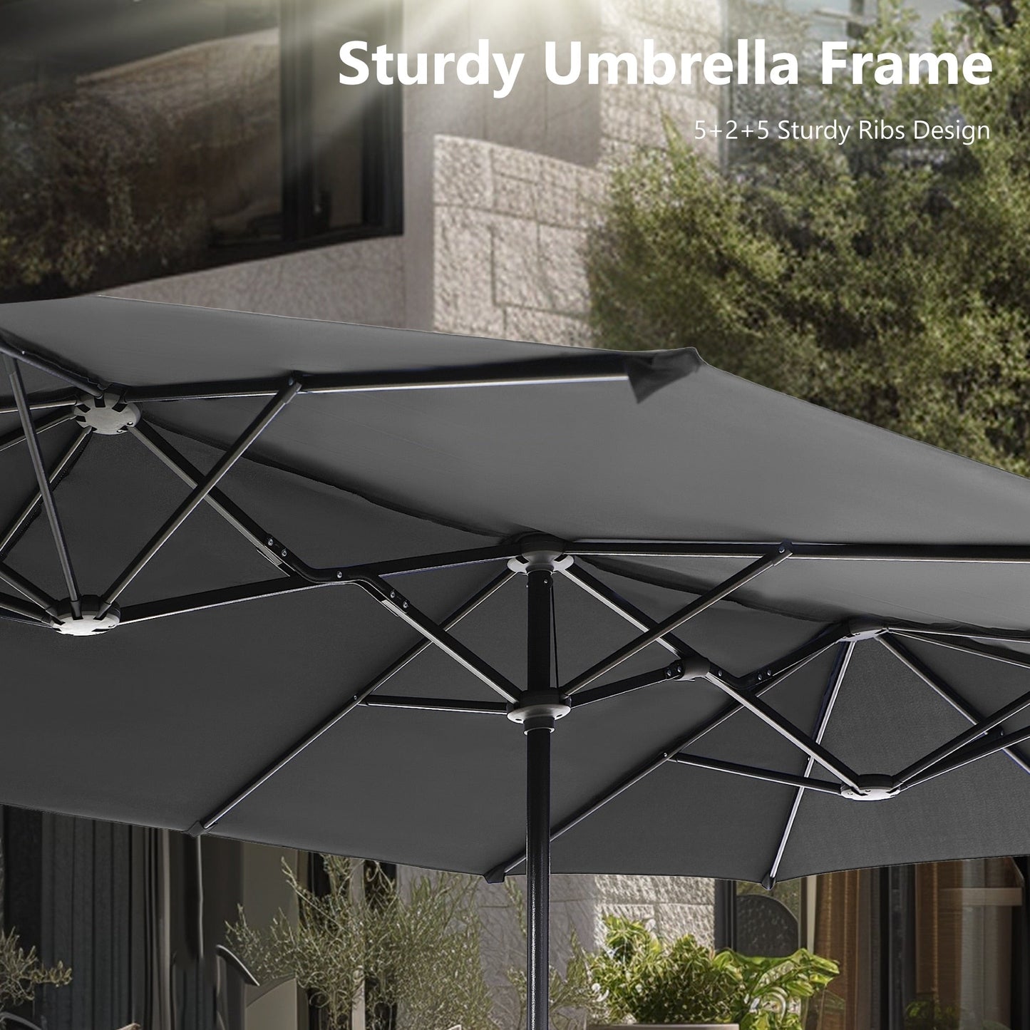 Parasol de patio double face MAISON ARTS extra large de 13 pieds avec manivelle