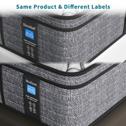 Matelas hybride Modland 14 pouces, plateau Euro, mousse CertiPUR-US ignifuge pour soulager les maux de dos, lit simple/double/queen/king size