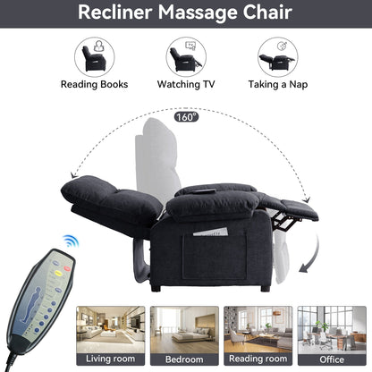Fauteuil inclinable électrique à 160° pour personnes âgées, avec massage à 8 points, chauffage et tissu chenille doux