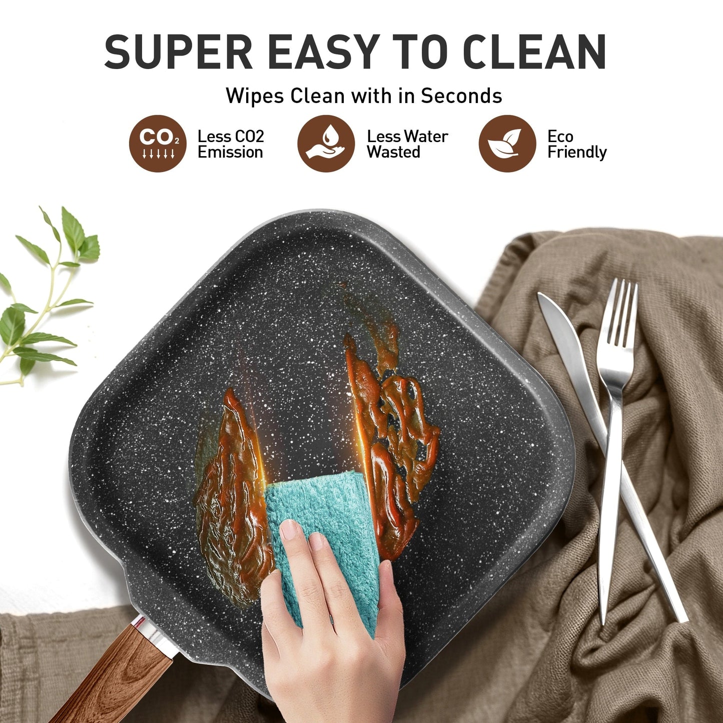 Batterie de cuisine en granit 17 pièces, ensemble de casseroles et poêles antiadhésives