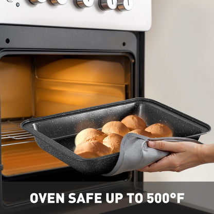 Batterie de cuisine en granit 17 pièces, ensemble de casseroles et poêles antiadhésives