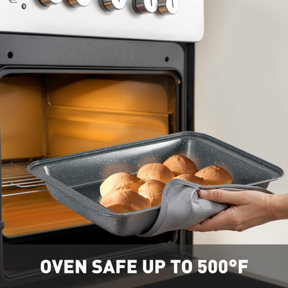 Batterie de cuisine en granit 17 pièces, ensemble de casseroles et poêles antiadhésives