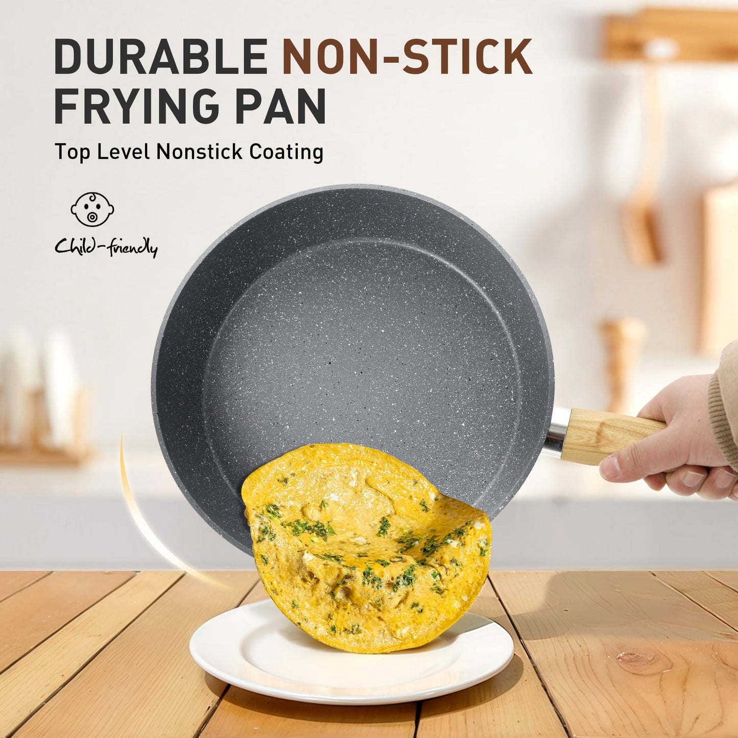 Batterie de cuisine en granit 17 pièces, ensemble de casseroles et poêles antiadhésives