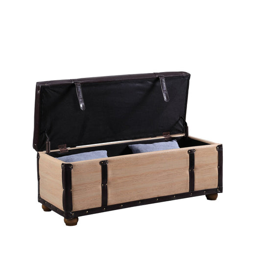Banc rabattable en similicuir noir et marron clair naturel de 17 po