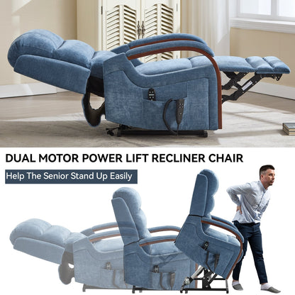 Fauteuil inclinable électrique à 180° avec massage et chauffage, accoudoirs en bois massif