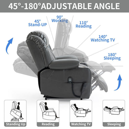 Fauteuil inclinable électrique à 180°, double moteur, porte-gobelets en acier inoxydable
