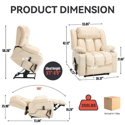 Fauteuil inclinable électrique à 180°, double moteur, porte-gobelets en acier inoxydable