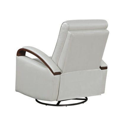 Fauteuil inclinable pivotant et coulissant, 1 pièce, en similicuir, rembourré, avec accoudoirs en bois d'hévéa massif, meuble de salon luxueux