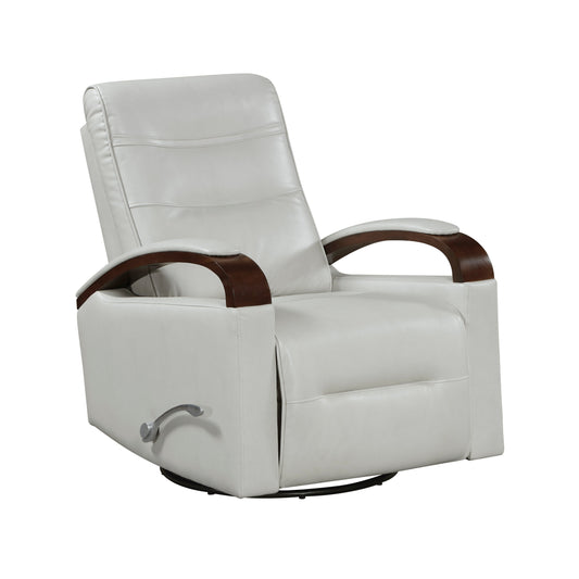 Fauteuil inclinable pivotant et coulissant, 1 pièce, en similicuir, rembourré, avec accoudoirs en bois d'hévéa massif, meuble de salon luxueux