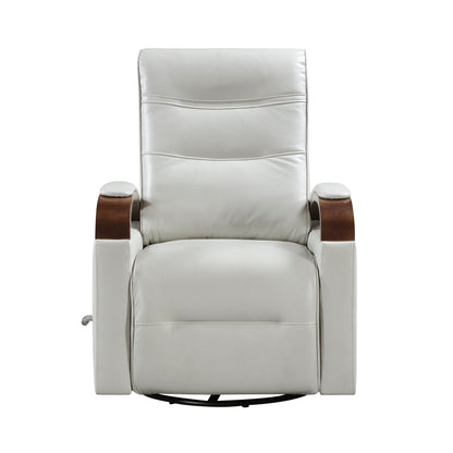 Fauteuil inclinable pivotant et coulissant, 1 pièce, en similicuir, rembourré, avec accoudoirs en bois d'hévéa massif, meuble de salon luxueux